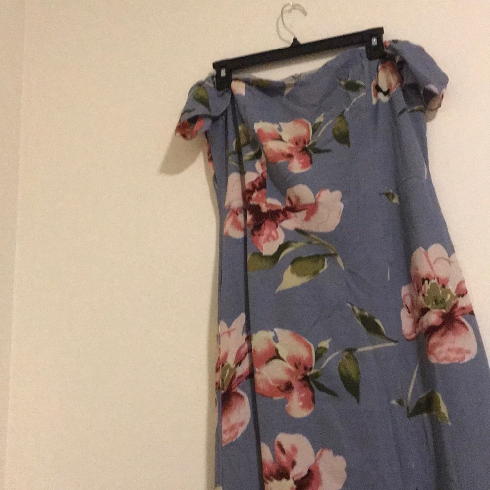 Off-The-Shoulder Floral Slit Maxi Dress